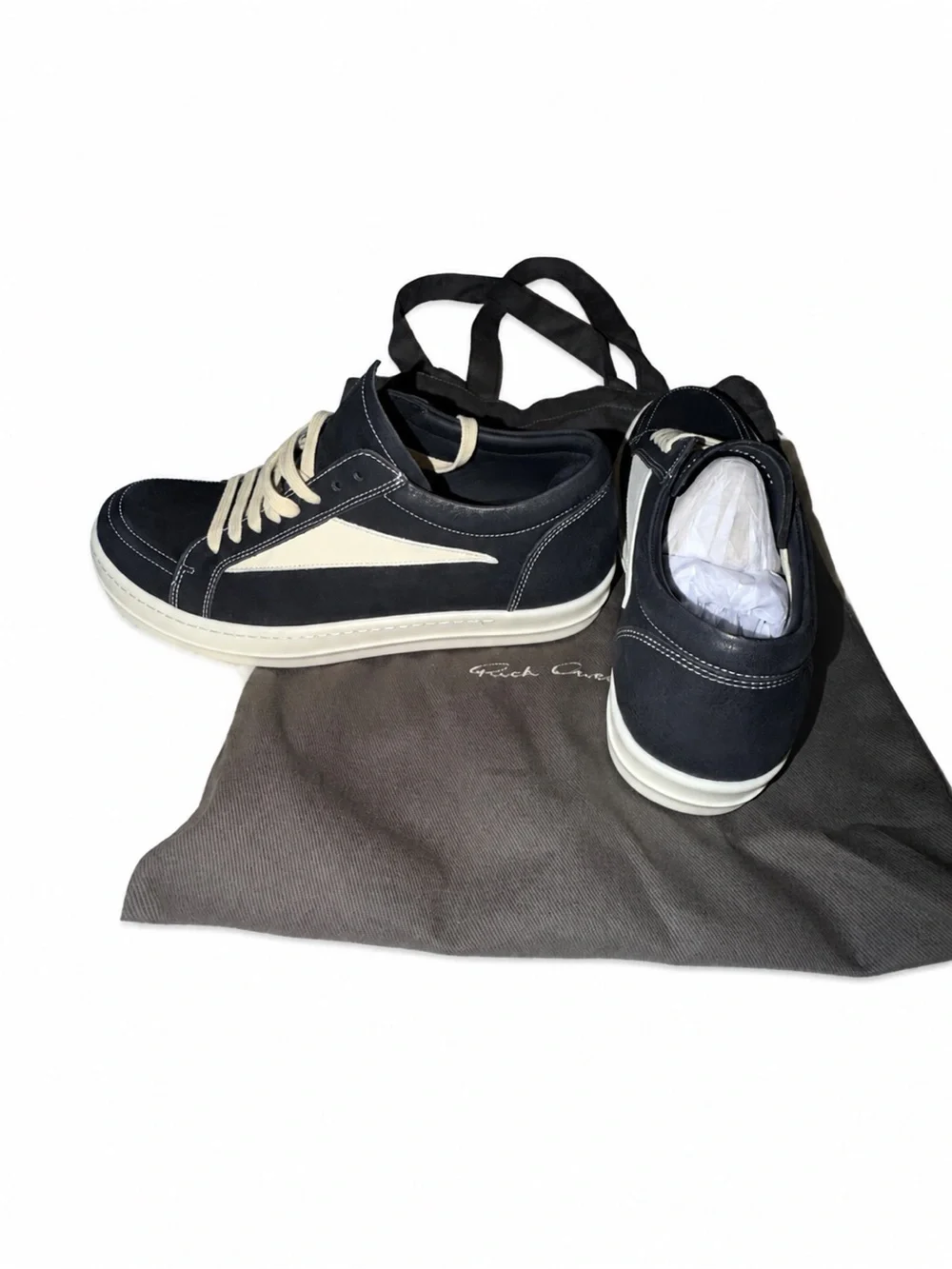 Rick Owen’s Black Oil Wax Leather Low-Top Sneakers size 12 (NO BOX)